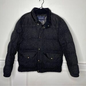 Lands End Grey Wool Down Puffer Jacket Mens L 42-44